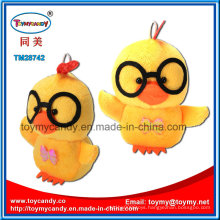 Lovable Cartoon Animal Toy of Yellow Plush Glasses Chicken Pendant